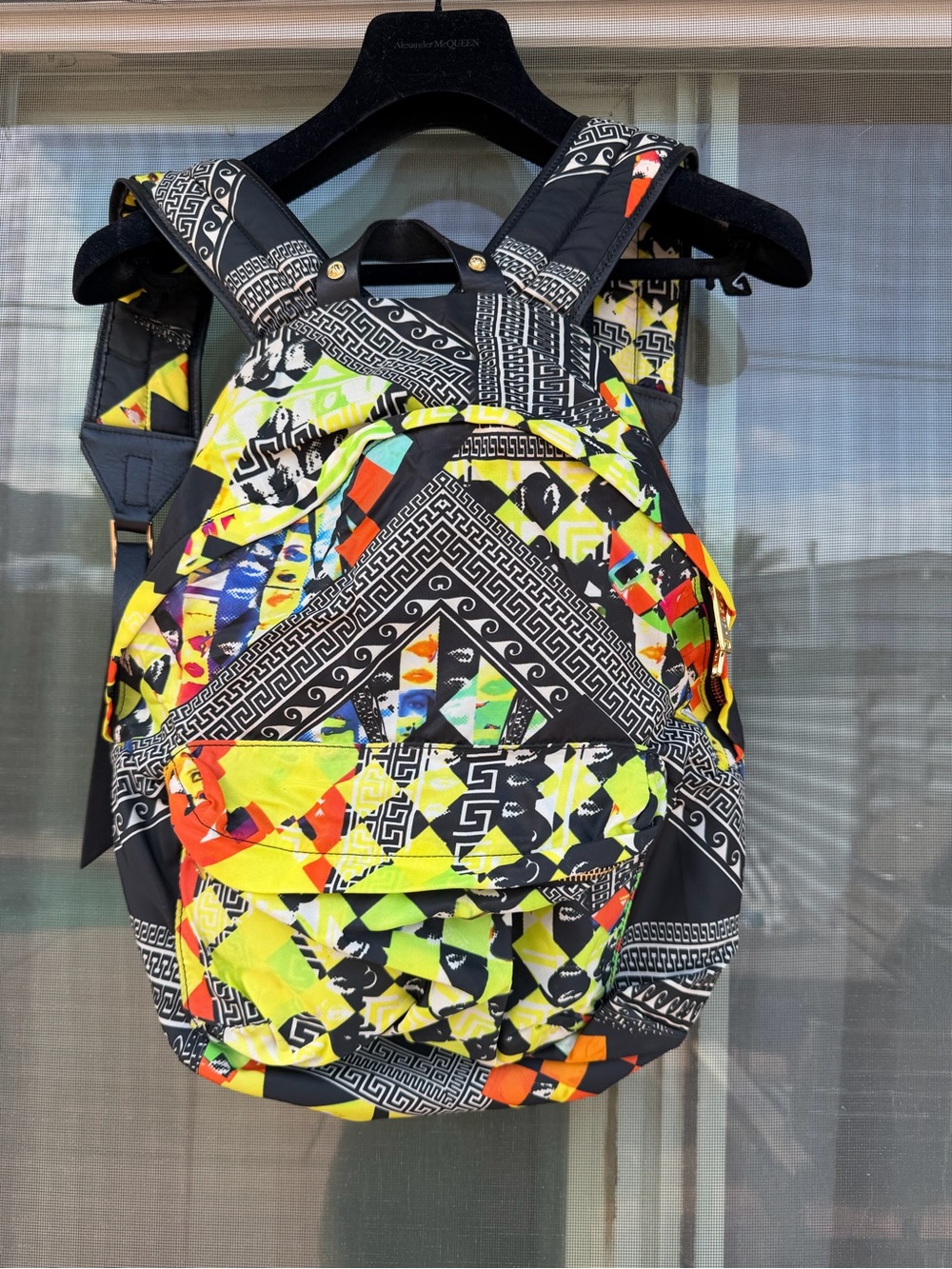 Versus Versace Multicolor Graphic Print Backpack - Black, Yellow, Orange, Green
